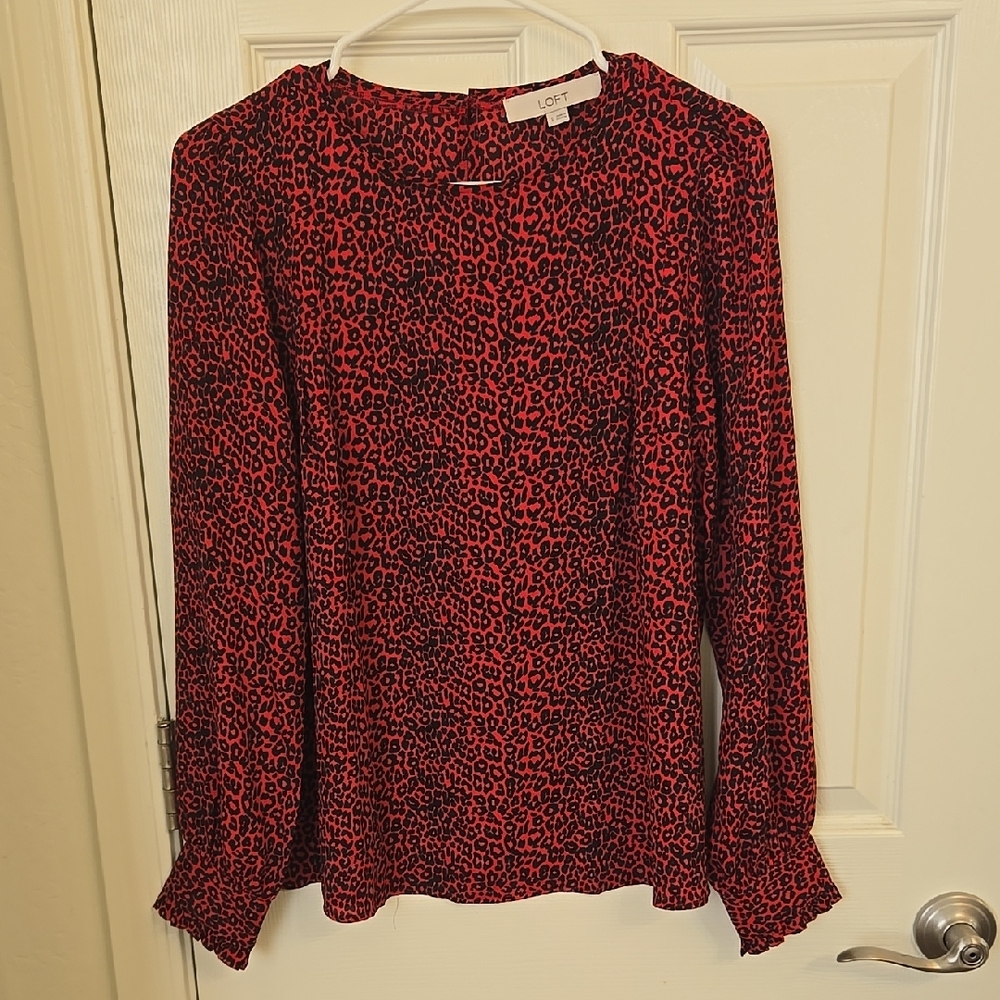 LOFT Red Long Sleeve Blouse